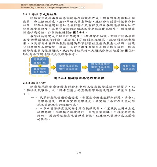 臺南市氣候變遷調適計畫2020修正版第50頁內容
