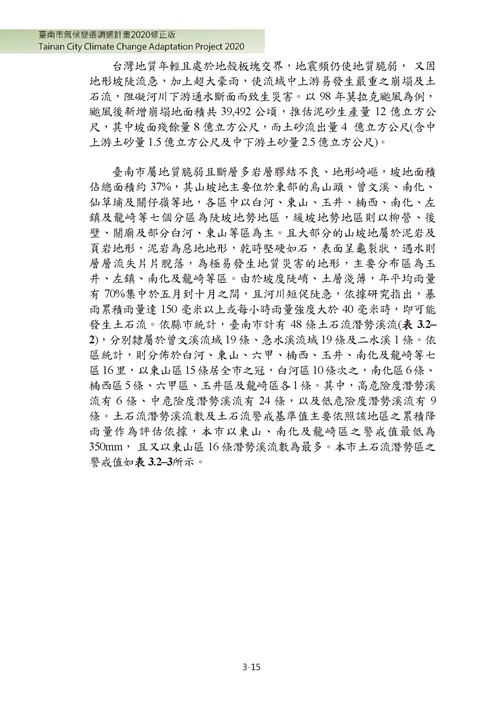 臺南市氣候變遷調適計畫2020修正版第66頁內容