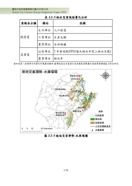 臺南市氣候變遷調適計畫2020修正版第72頁內容