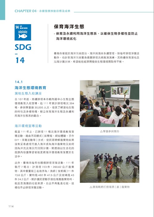 臺南市永續發展目標自願檢視報告第119頁內容
